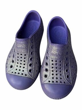 Native Jefferson Bling Kids Slip-On Shoes Purple Glitter C7 Lightweight